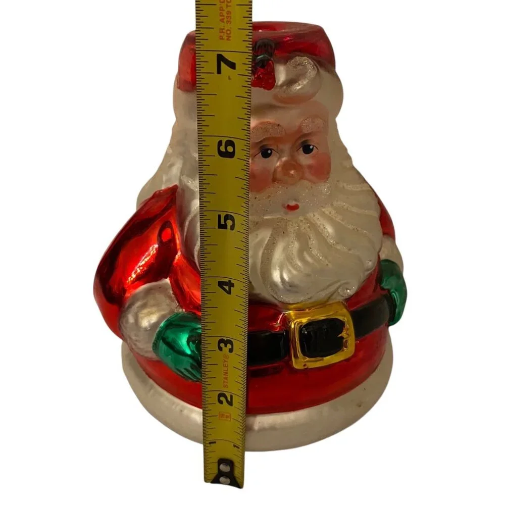 Dept 56 Handblown Glass Santa Claus Candleholder Figurine Vintage Christmas Red‎